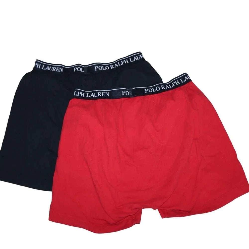 (2) Polo Ralph Lauren Classic Fit‎ Cotton Knit Boxers. Medium. Red/black